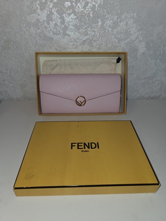 Fendi Handbags - Fendi Pink Leather Envelope Wallet with Logo